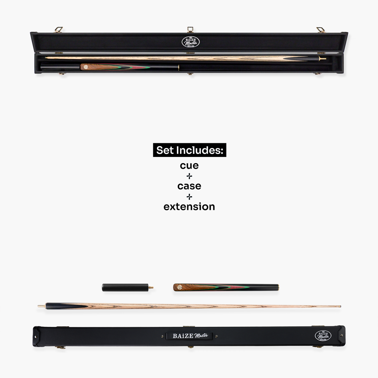 Baize Master Scarlet Marksman ¾ Joint English Pool Cue and Case Set with 8.5mm Baize Master Blue Pressed Tip