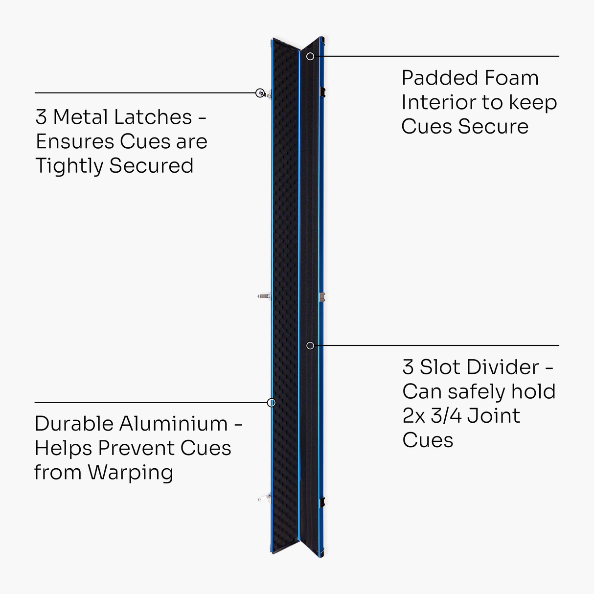 Baize Master SATIN LINE Pro Aluminium 3/4 Luxury Snooker Pool Cue Case – Holds Two ¾ Joint Cues