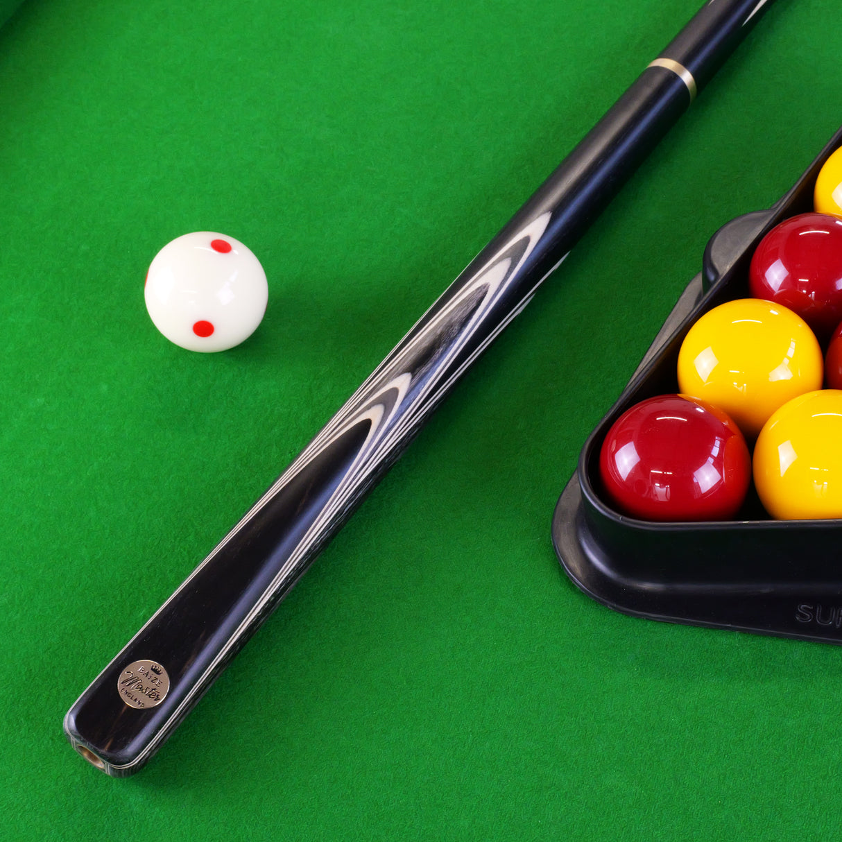 Baize Master Limited Edition Gold Series G67 57 Inch ¾ Professional English Pool Cue 8.5mm with with Hand Fitted PRO SPIN Medium Tip - Hand Finished in the UK by Cue Care Jim using Lynch’s Cue Balm