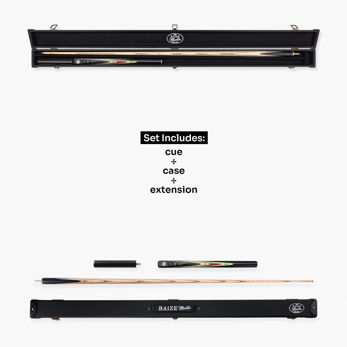 Baize Master Mint Marksman ¾ Joint English Pool Cue and Case Set with 8.5mm Baize Master Pro Impact Hybrid Tip