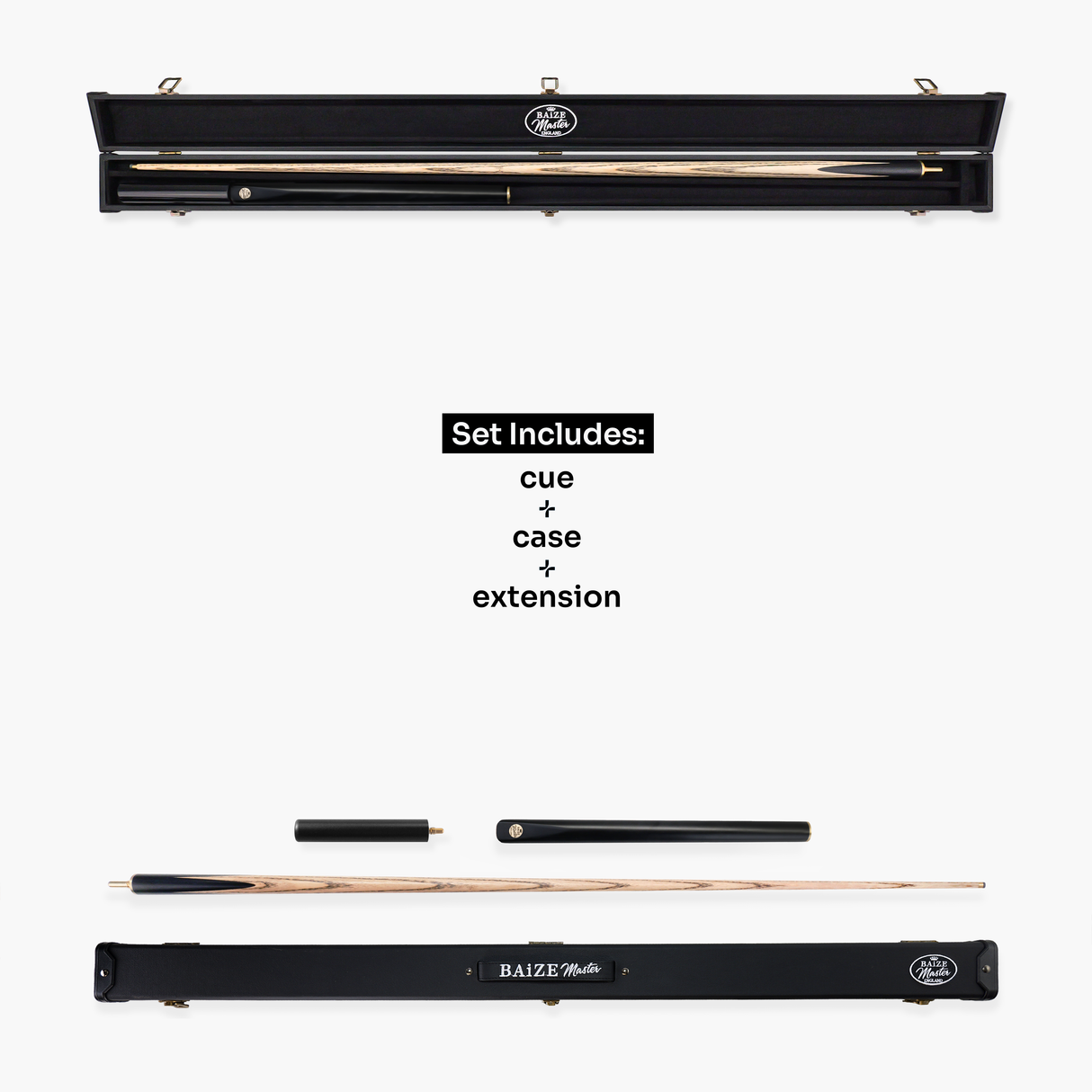 Baize Master Raven Marksman ¾ Joint English Pool Cue and Case Set with 8.5mm Baize Master Pro Impact Hybrid Tip
