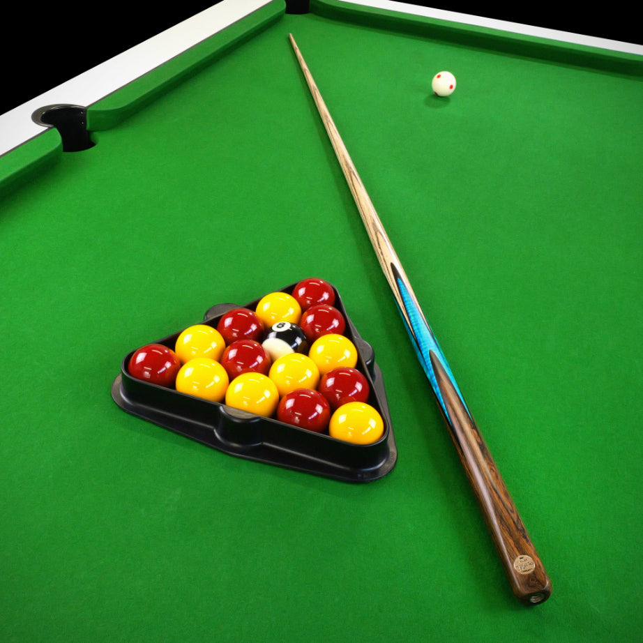 Baize Master Platinum Series BLUE FLAME 57 inch 1 Piece Luxury English Pool Cue 8.5mm Tip with Hand Fitted PRO SPIN Medium Tip - Hand Finished in the UK by Cue Care Jim using Lynch’s Cue Balm