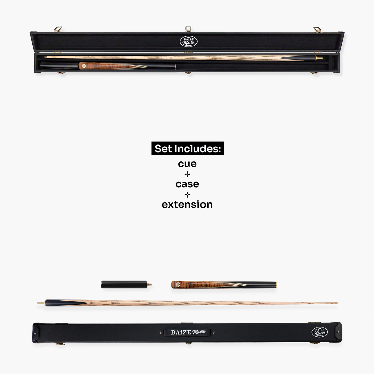 Baize Master Tiger Marksman ¾ Joint English Pool Cue and Case Set with 8.5mm Baize Master Blue Pressed Tip