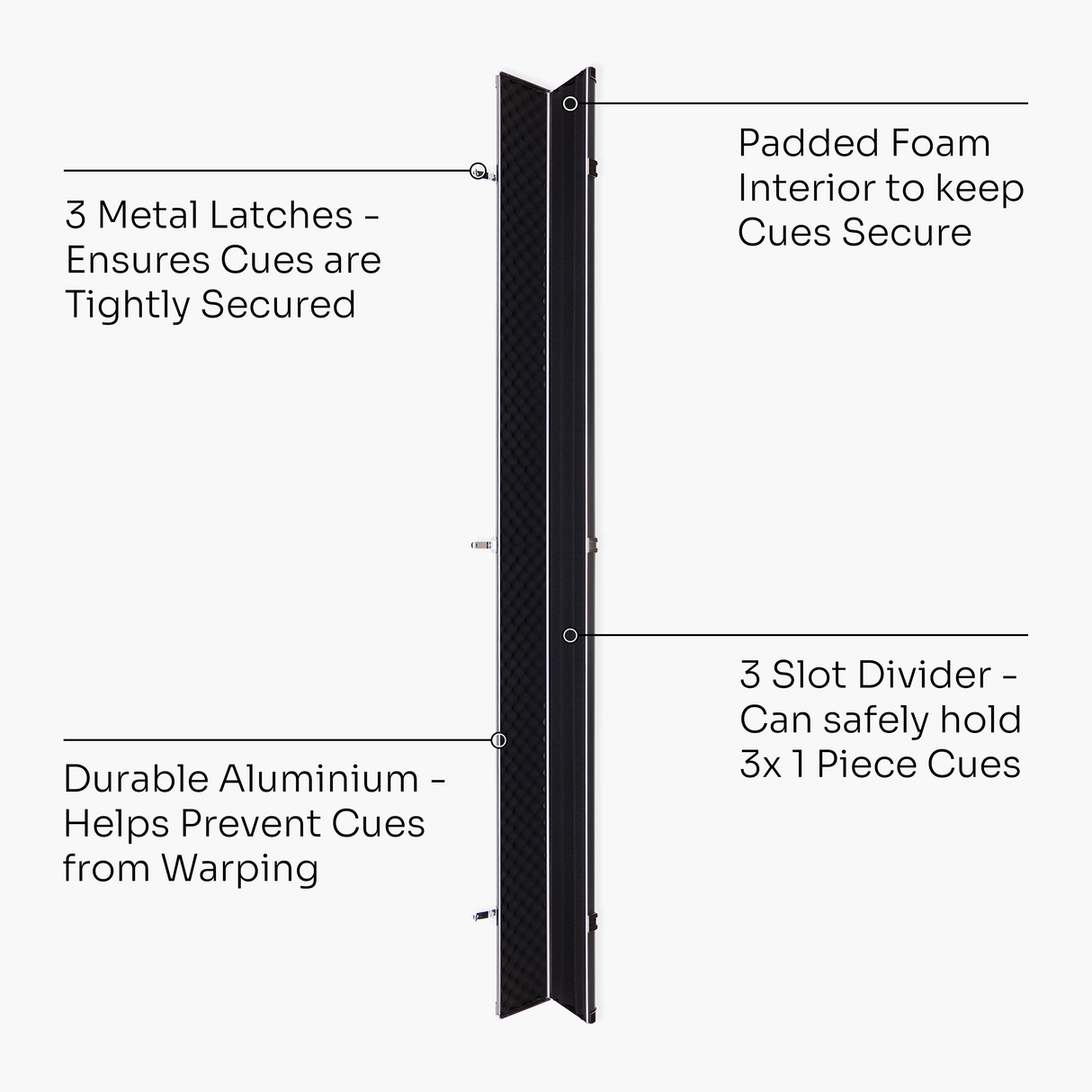 Baize Master SATIN LINE One Piece Luxury Snooker Pool Cue Case - Holds 3 Cues