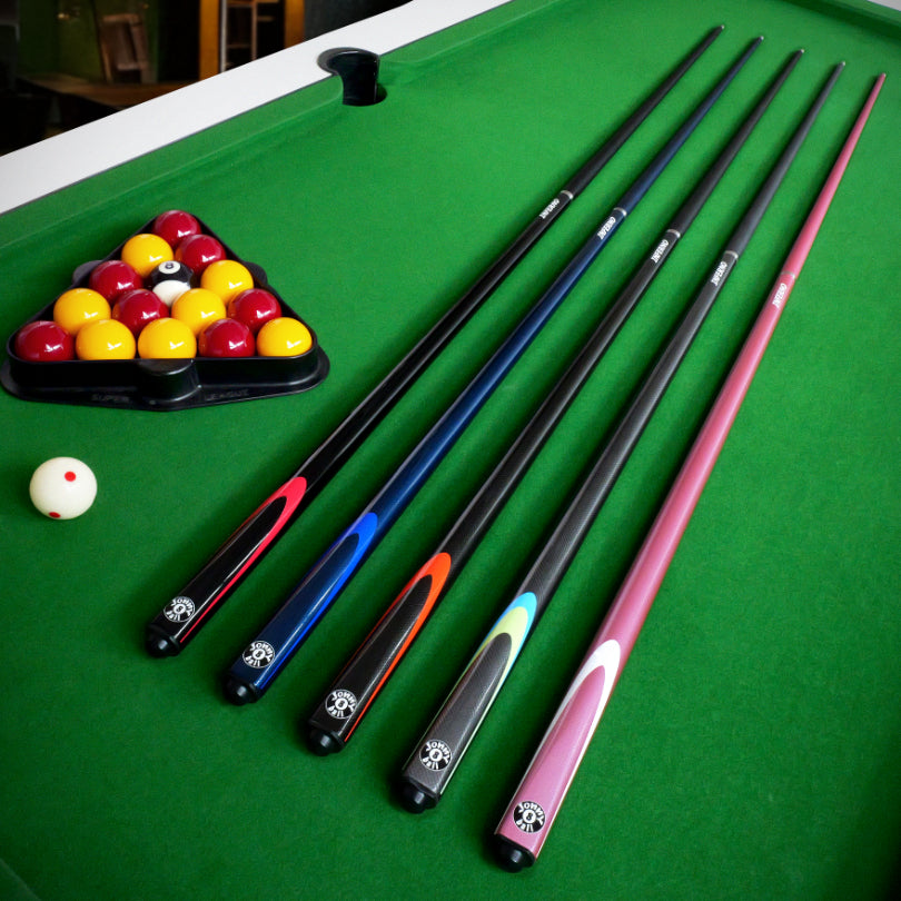 Jonny 8 Ball Inferno 2 Piece Graphite Fiberglass Snooker and Pool Cue 9.5mm Green Layered Tip