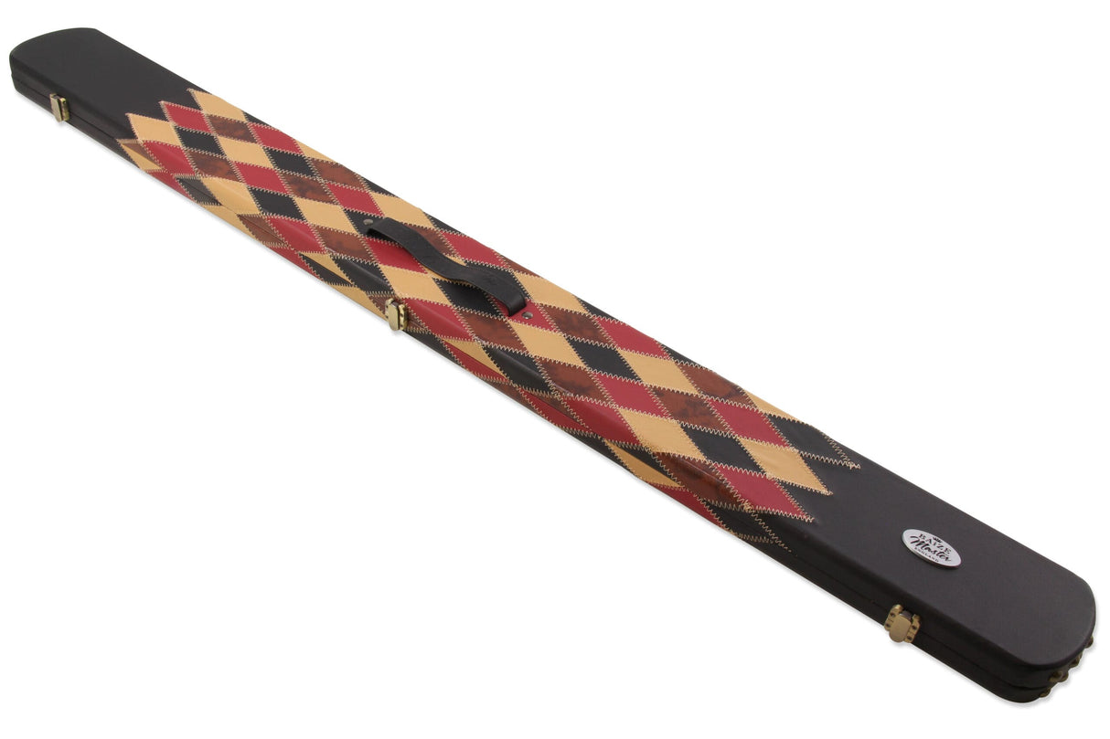 Baize Master 3/4 Joint WIDE 3 Slot BROWN DIAMONDS Luxury Round End Snooker Pool Cue Case with Studs - Holds 2 Cues