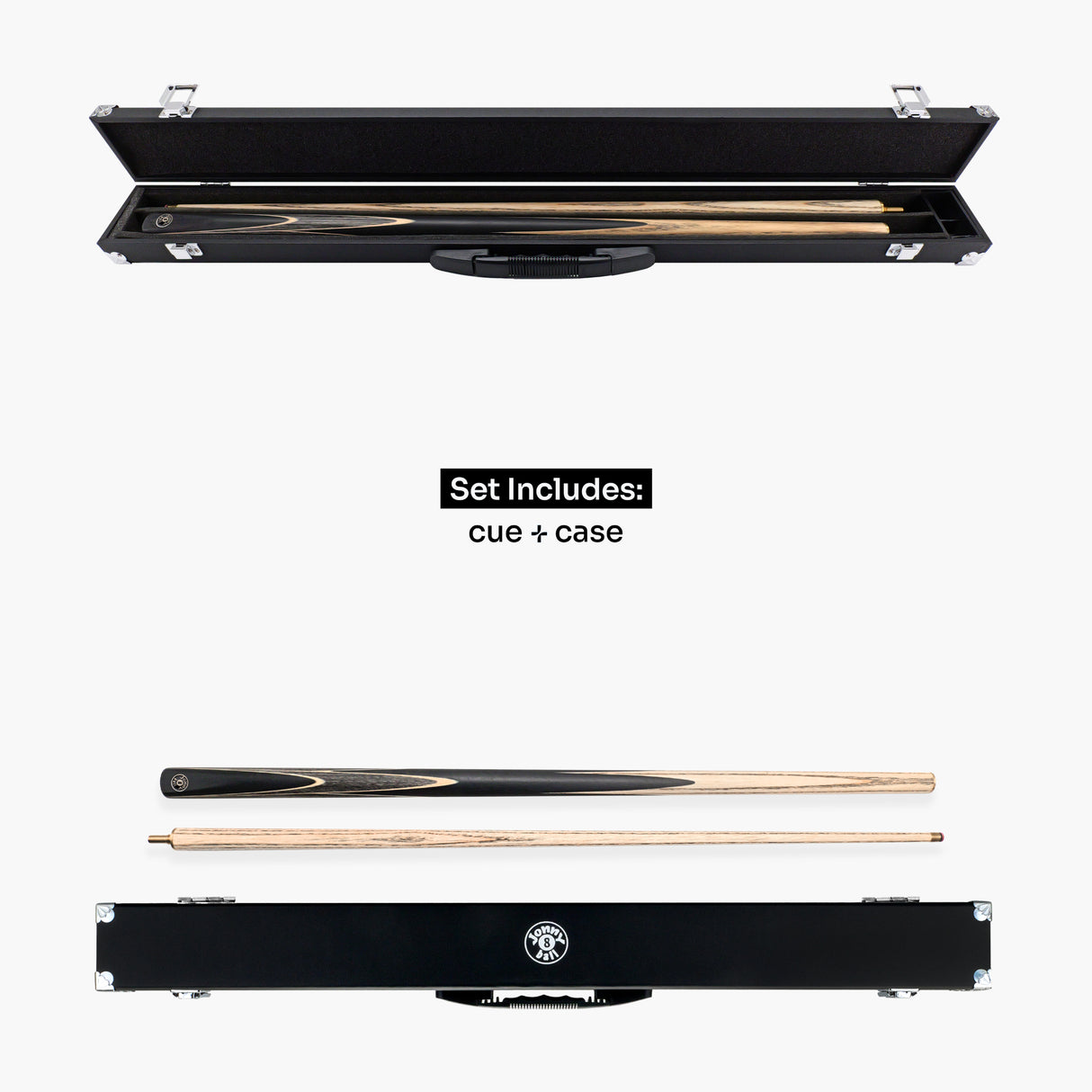 Jonny 8 Ball Sniper 2 Piece English Pool Cue and Case Set 8mm Pro Tip With Black Hard Case