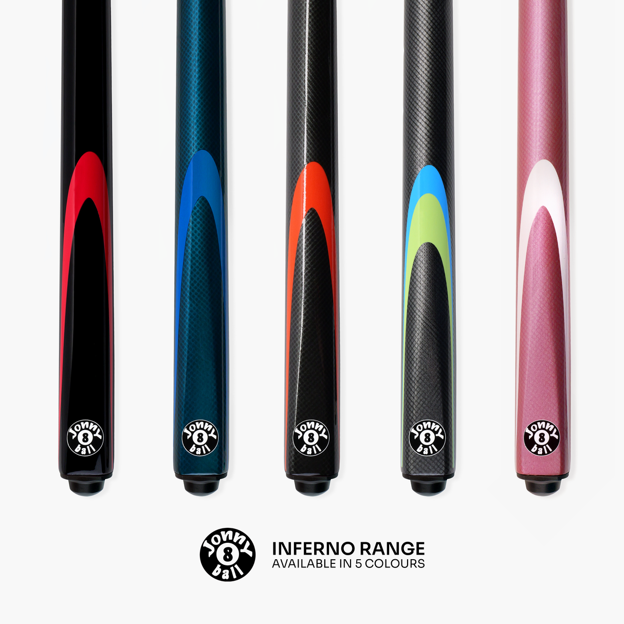 Jonny 8 Ball Inferno 2 Piece Graphite Fiberglass Cue and Case Set 9.5mm Green Layered Tip