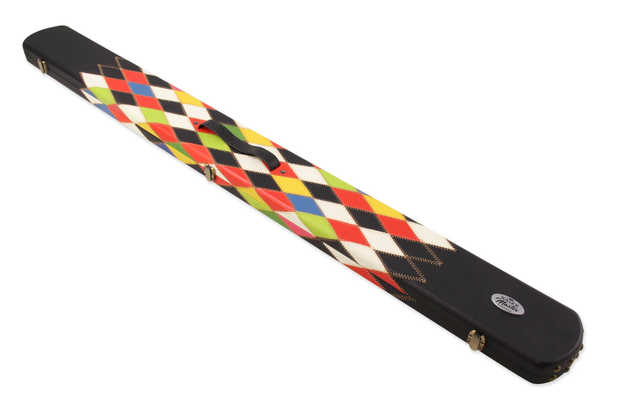 Baize Master 3/4 Joint WIDE 3 Slot BLUE DIAMONDS Luxury Round End Snooker Pool Cue Case with Studs - Holds 2 Cues