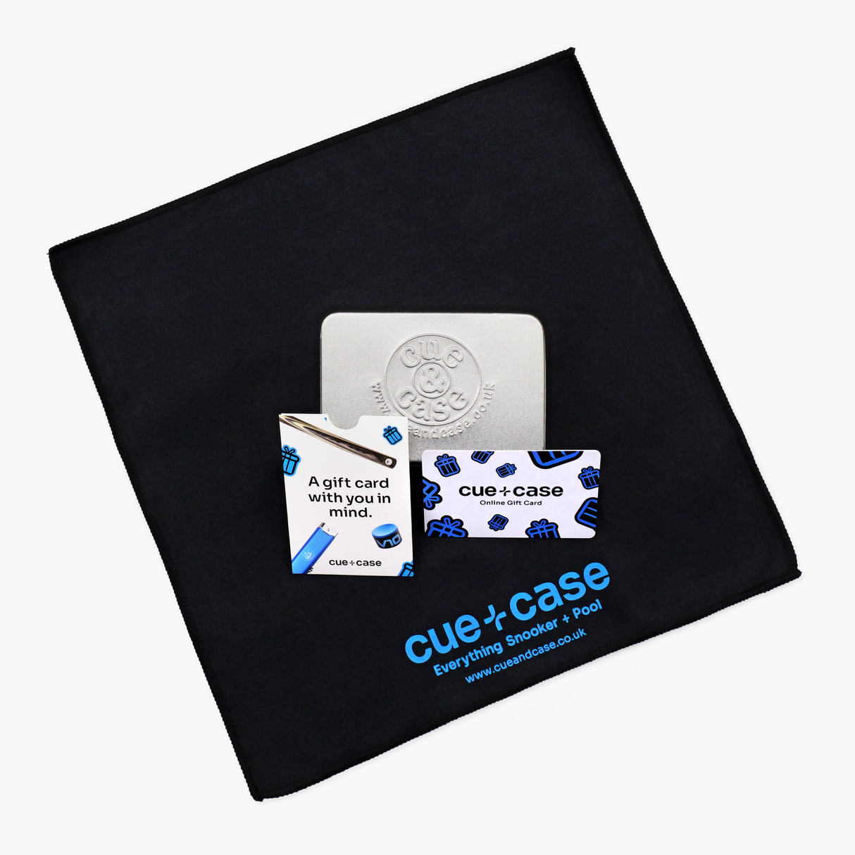 Cue + Case Gift Card Tin + Towel Set