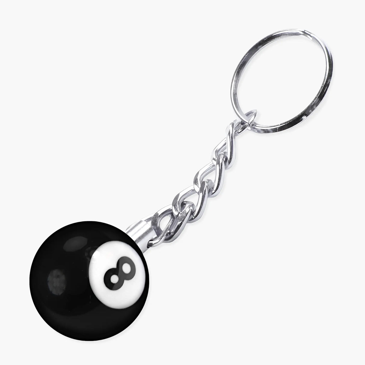 Miniature 2.5cm Lucky 8 Ball Pool Ball Keyring, Keyfob Cue & Case