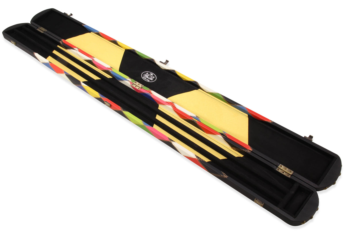 Baize Master 3/4 Joint WIDE 3 Slot BLUE DIAMONDS Luxury Round End Snooker Pool Cue Case with Studs - Holds 2 Cues