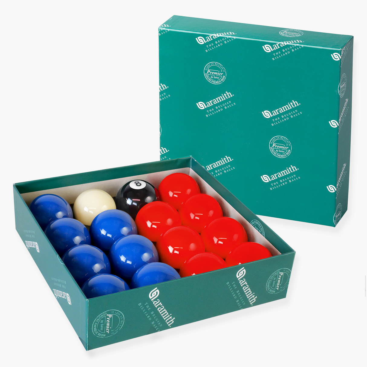 Aramith 2 Inch Premier Red and Blue Pool Balls with Standard Black 8 Ball