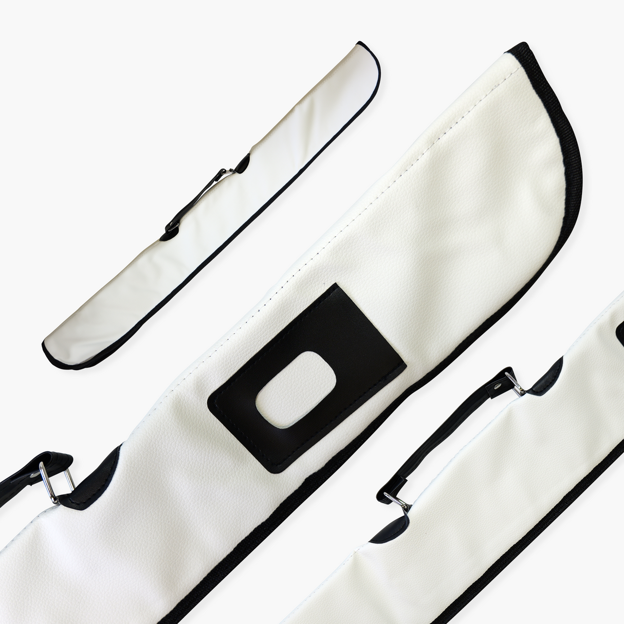 Quality Thick Padded WHITE Vinyl 2pc Soft Cue Case