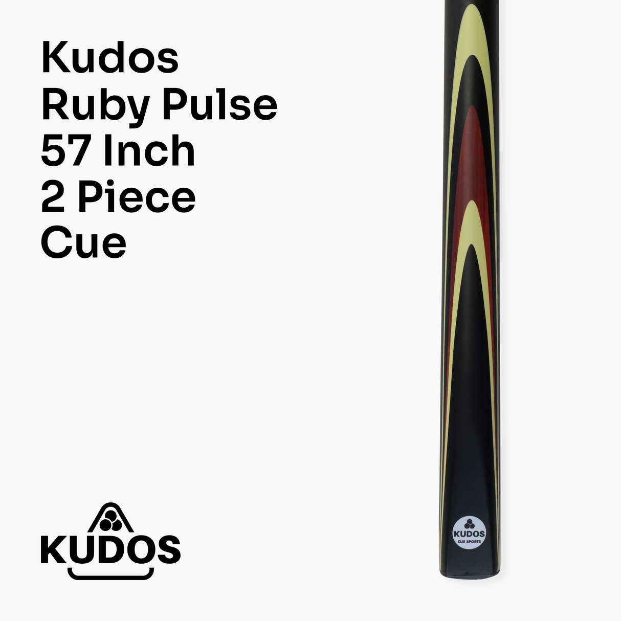 Kudos Classic Range 57 Inch Heavy Weight 2 Piece Traditional Ash Snooker Pool Cue with 9.5mm Tip
