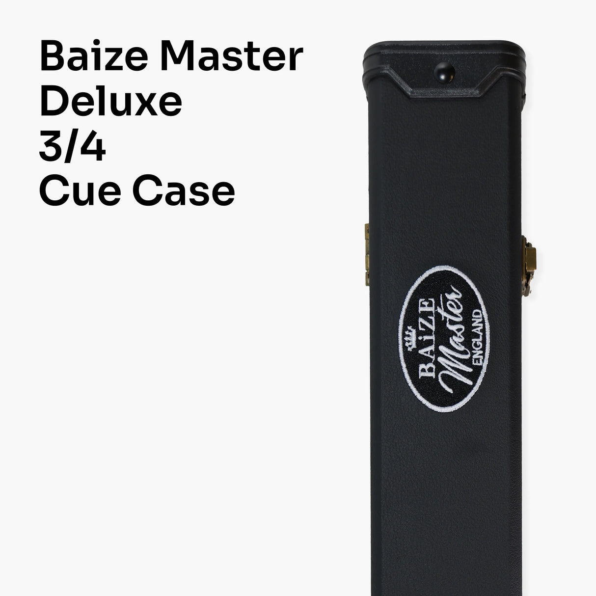 Baize Master 3/4 Deluxe Black Snooker Pool Case with Plastic Ends and Embroidered Logo - BLACK INTERIOR Baize Master