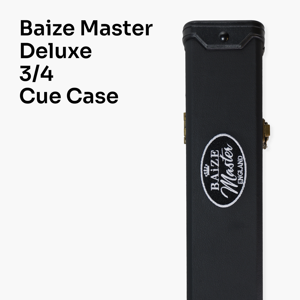 Baize Master BLACK + WHITE INTERIOR 3/4 Deluxe Black Pool Snooker Cue Case with Plastic Ends and Embroidered Logo Baize Master