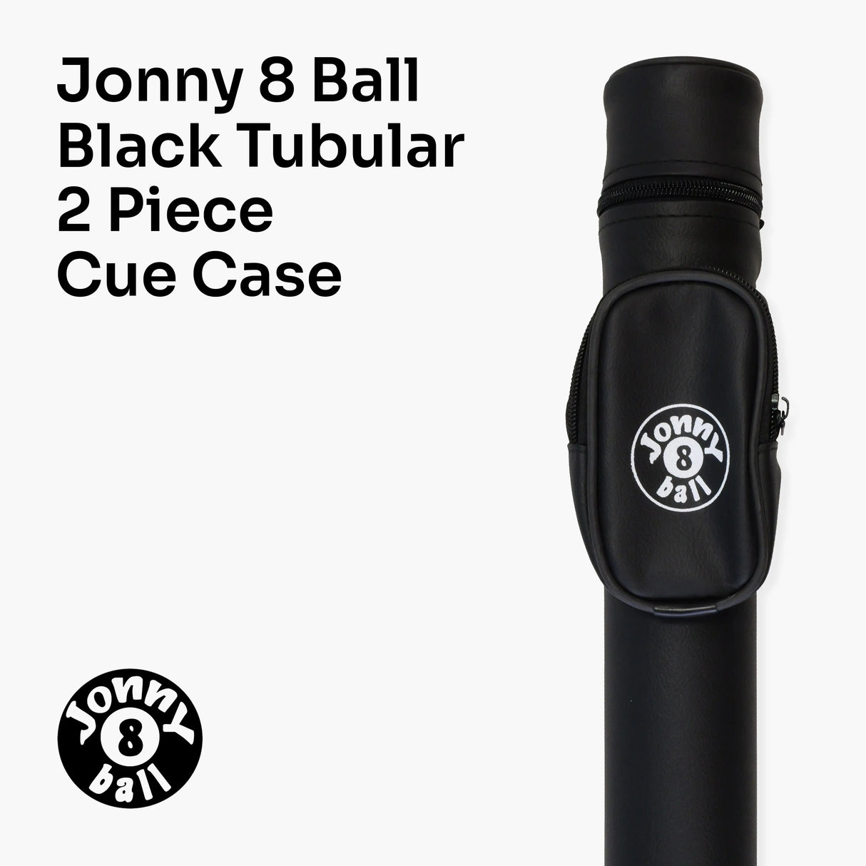 Jonny 8 Ball Black Tubular Cue Case + Shoulder Strap - Holds 2pc Snooker or Pool Cue Jonny 8 Ball