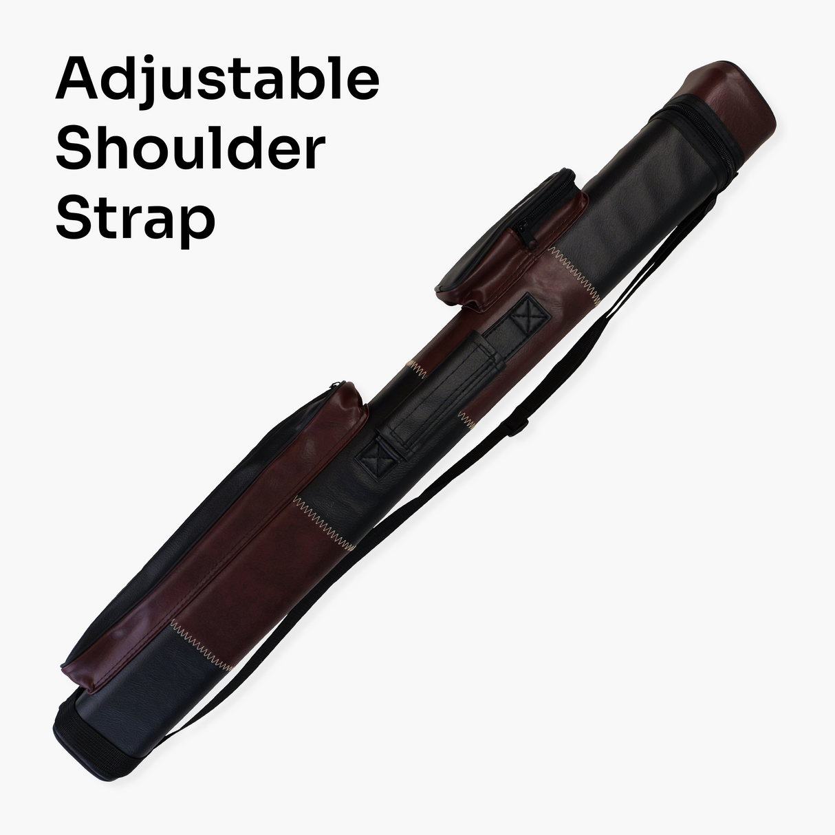 Baize Master BROWN & BLACK Leather Patch Effect SQUARE Cue Case - Holds 2 Centre Jointed Cues