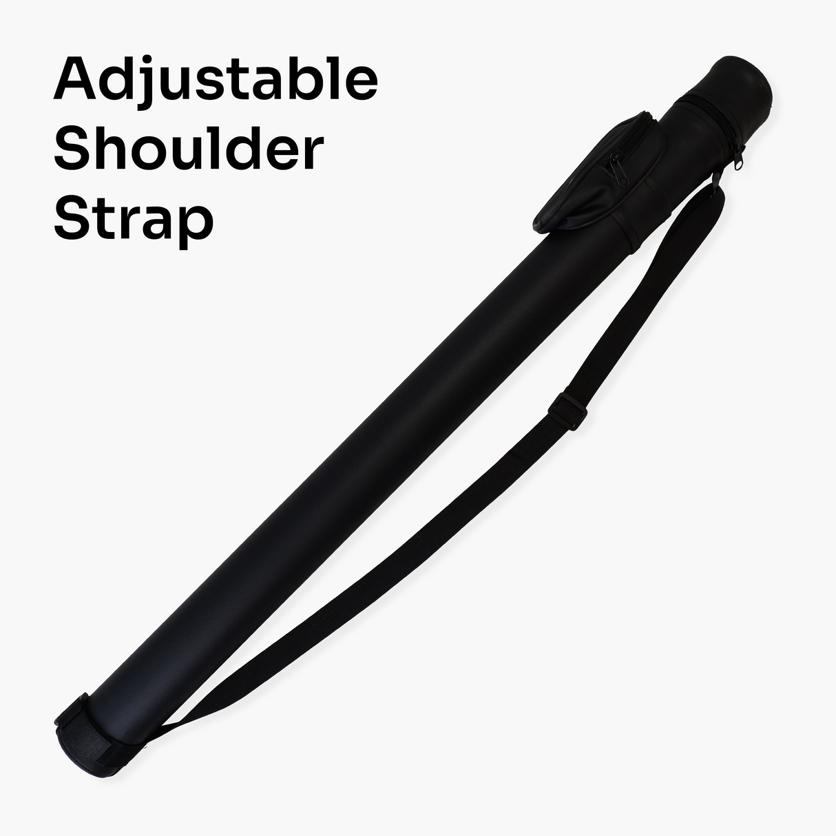 Jonny 8 Ball Black Tubular Cue Case + Shoulder Strap - Holds 2pc Snooker or Pool Cue