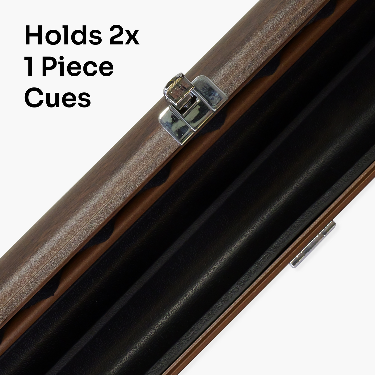 Pro Aluminium One Piece Wood Grain Cue Case Metal Ends - Holds 2 Cues