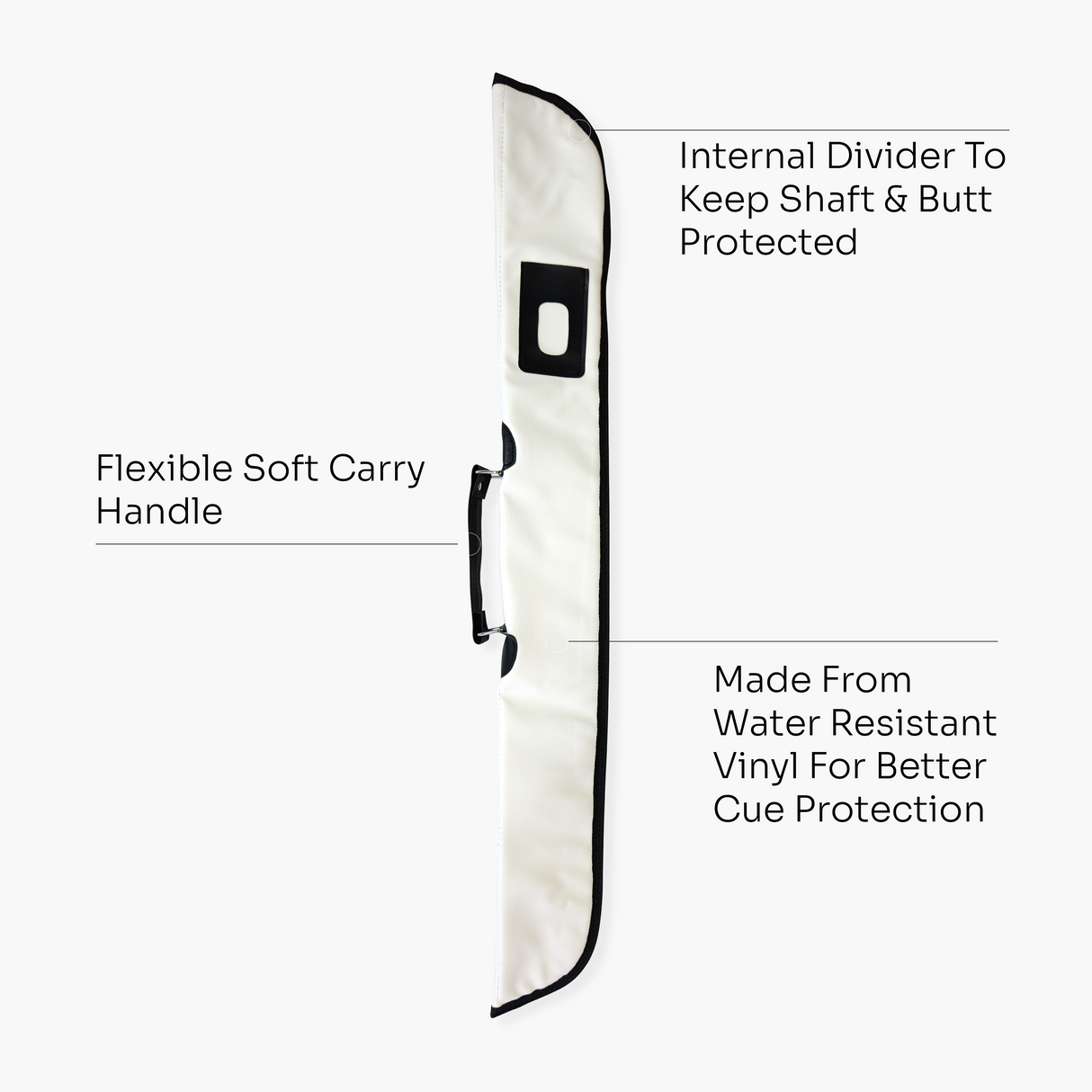 Quality Thick Padded WHITE Vinyl 2pc Soft Cue Case