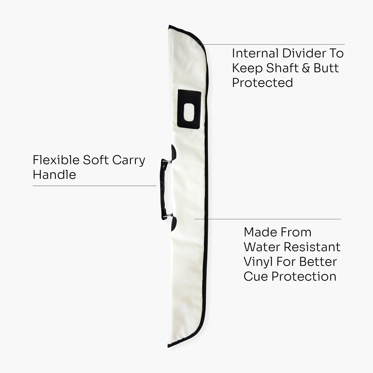 Quality Thick Padded WHITE Vinyl 2pc Soft Cue Case Cue & Case