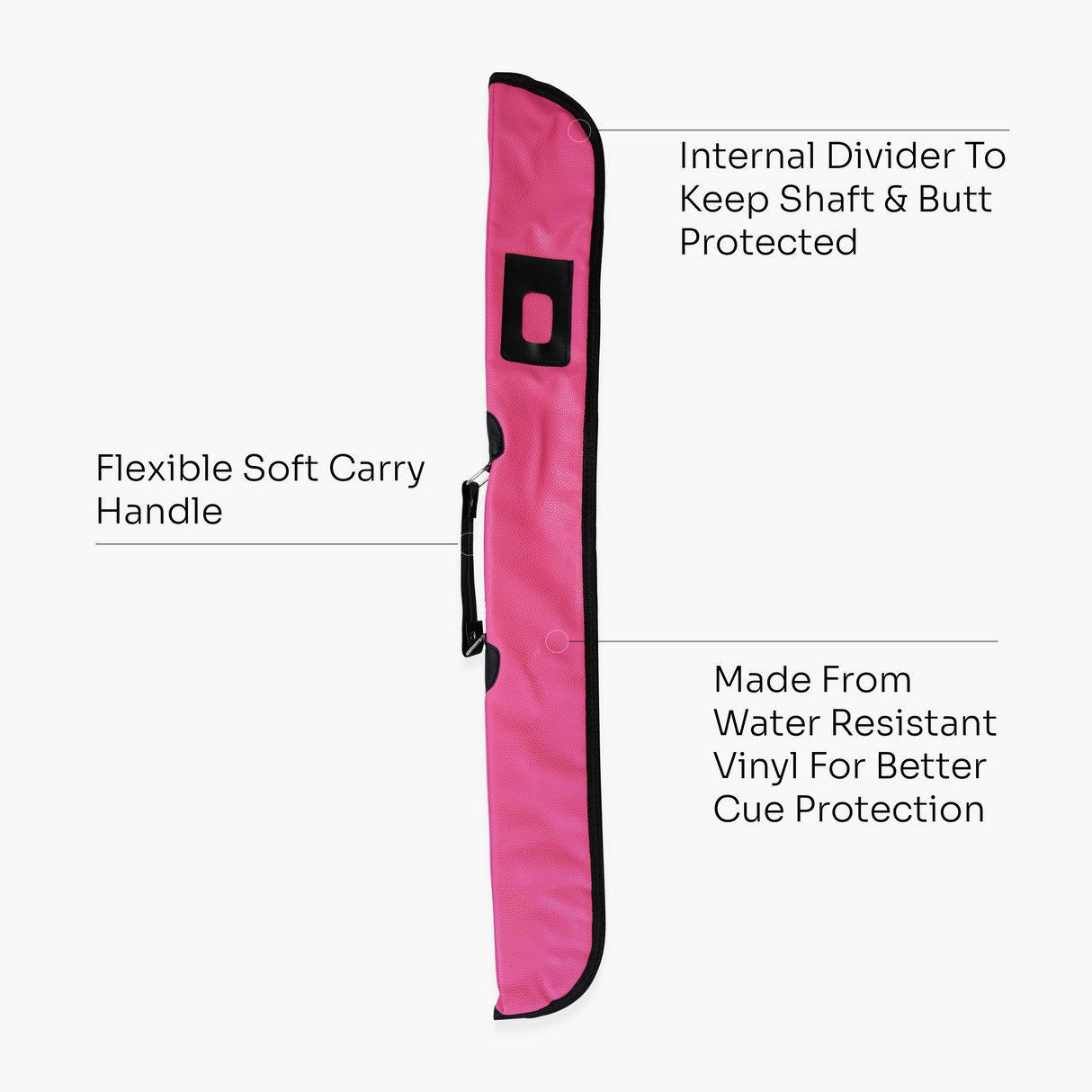 Quality Thick Padded HOT PINK Vinyl 2pc Soft Snooker Pool Cue Case