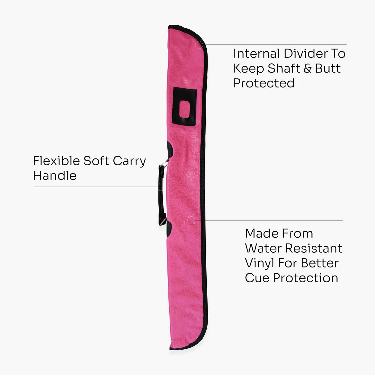 Quality Thick Padded HOT PINK Vinyl 2pc Soft Snooker Pool Cue Case Cue & Case