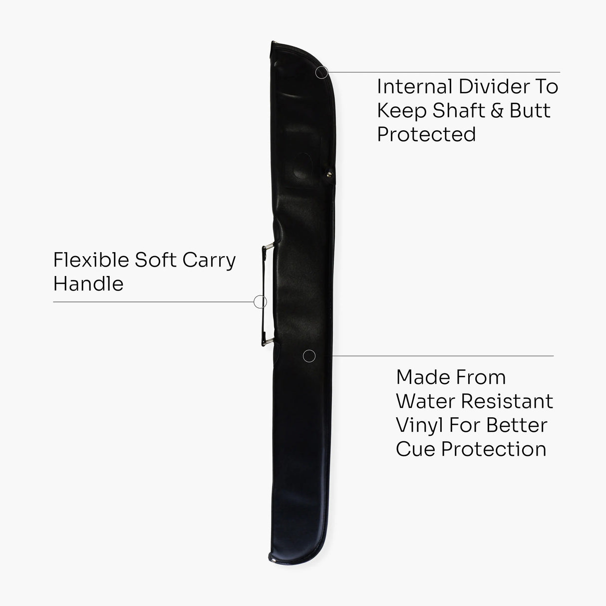 Economy Plain Black Vinyl Soft Cue Case for 57 Inch 2 Piece Snooker or Pool Cue Cue & Case