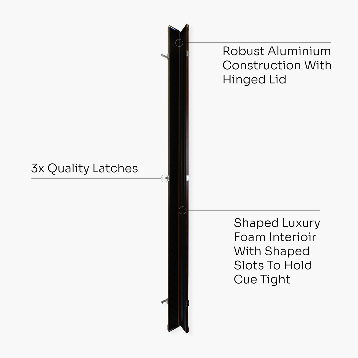 Pro Aluminium One Piece Wood Grain Cue Case Metal Ends - Holds 2 Cues