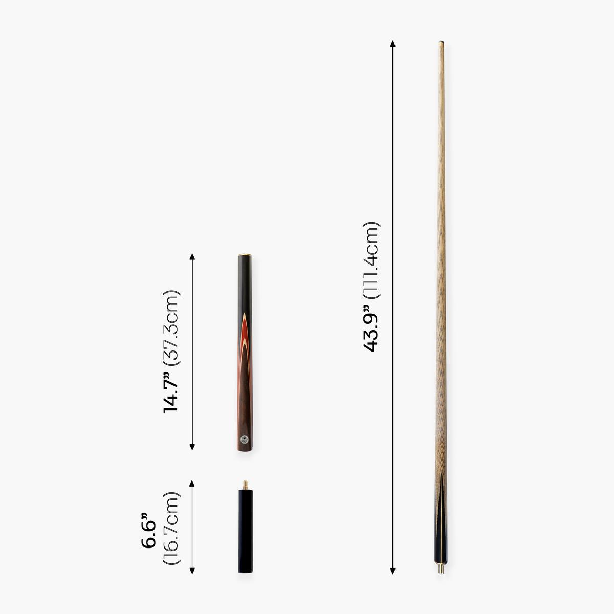 Pro147 CLASSIC 3/4 Jointed Snooker Pool Cue with Genuine Multi Spliced Butt 9.5mm Leather Tip and Quick Release + 6" Mini Butt