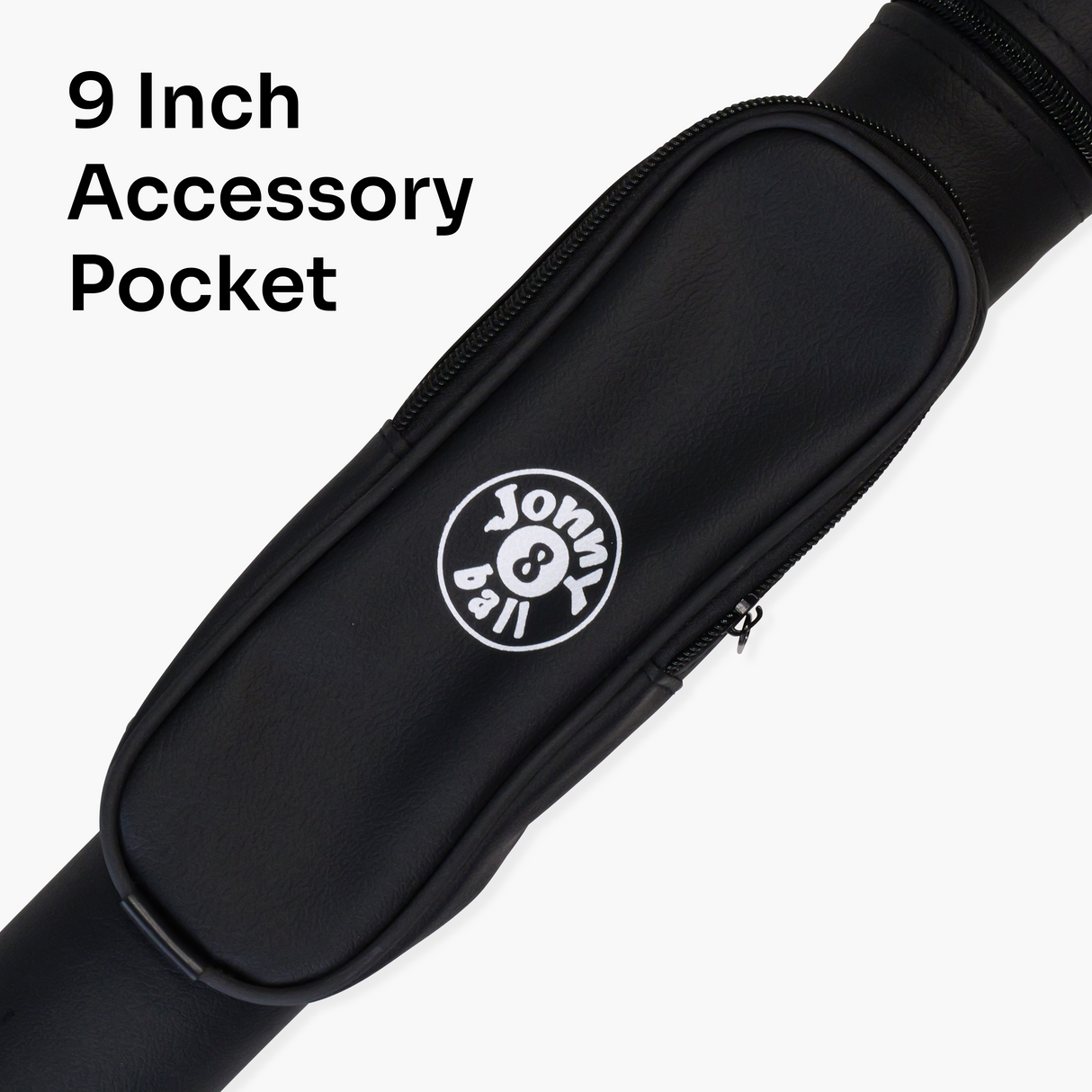 Jonny 8 Ball Black Tubular Cue Case + Shoulder Strap - Holds 2pc Snooker or Pool Cue
