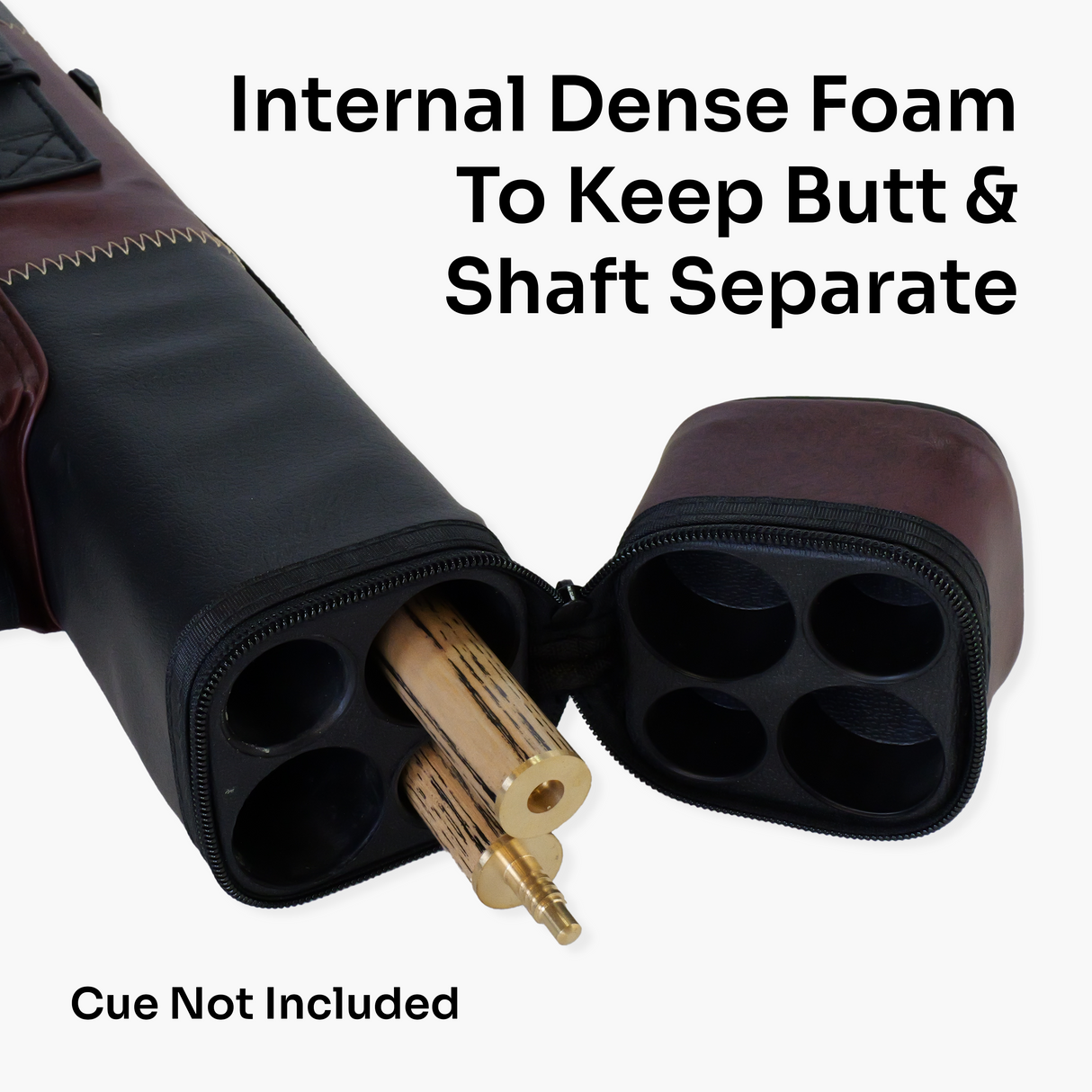 Baize Master BROWN & BLACK Leather Patch Effect SQUARE Cue Case - Holds 2 Centre Jointed Cues