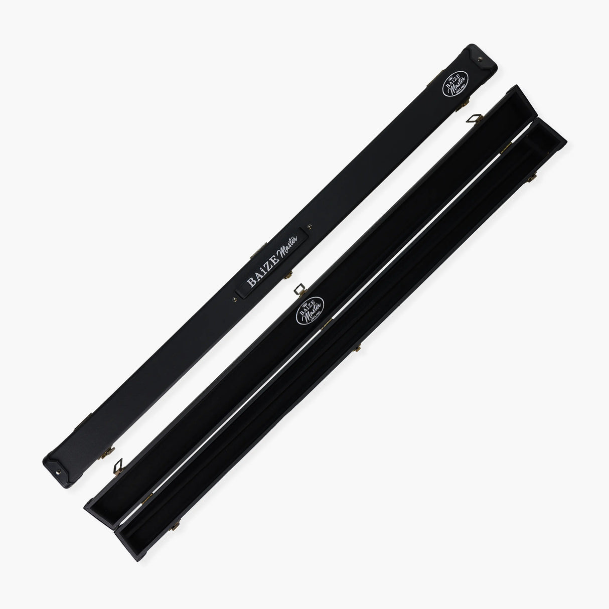 Baize Master 3/4 Deluxe Black Snooker Pool Case with Plastic Ends and Embroidered Logo - BLACK INTERIOR Baize Master