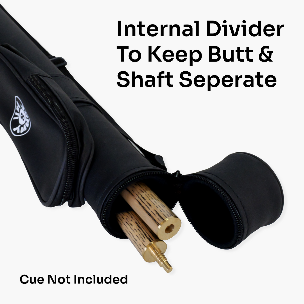 Jonny 8 Ball Black Tubular Cue Case + Shoulder Strap - Holds 2pc Snooker or Pool Cue