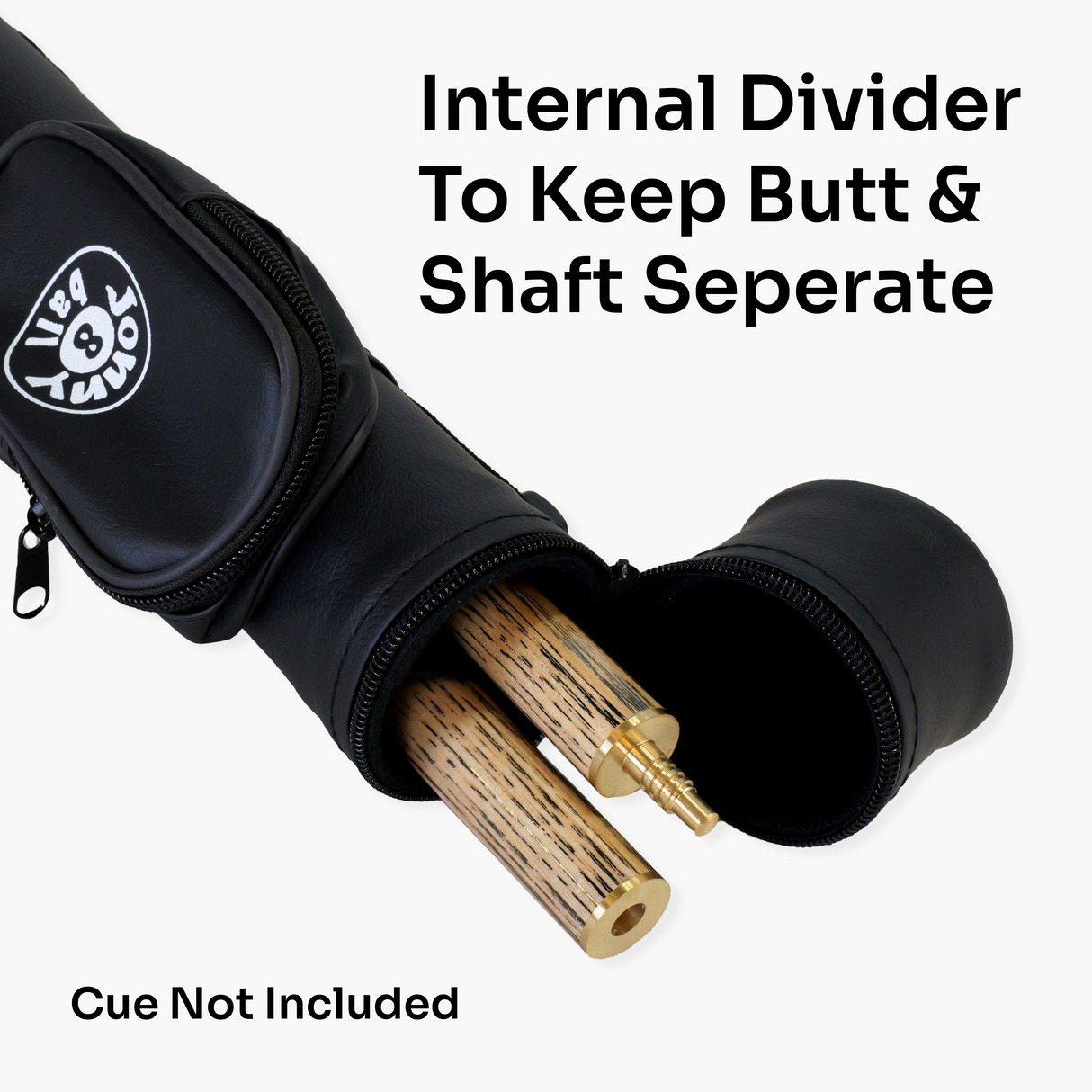 Jonny 8 Ball Black Tubular Cue Case + Shoulder Strap - Holds 2pc Snooker or Pool Cue