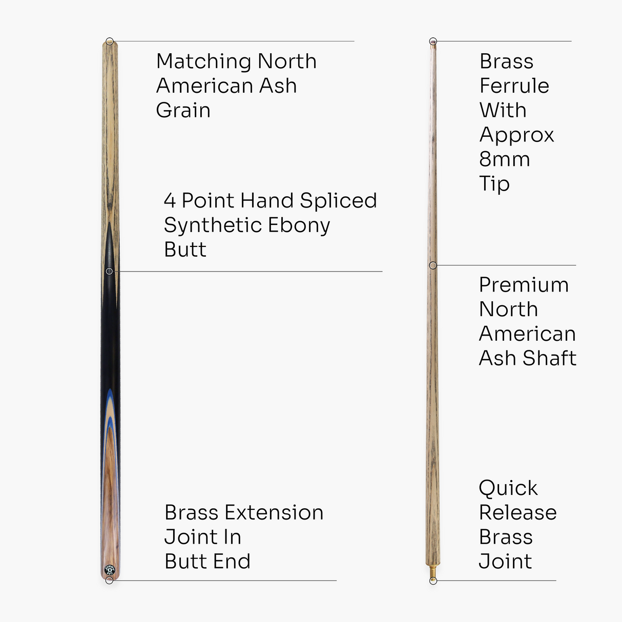 Jonny 8 Ball Challenger 57 Inch 2 Piece Centre Joint English Pool Cue with 8mm Pro Leather Tip