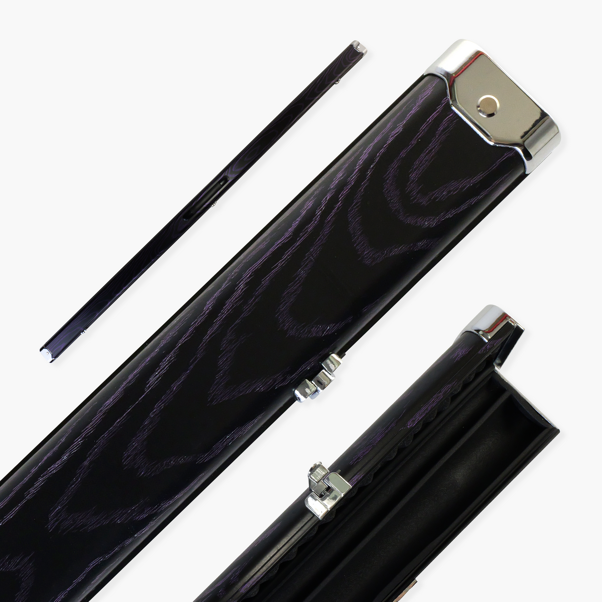 Pro Aluminium One Piece Wood Grain Cue Case Metal Ends - Holds 2 Cues