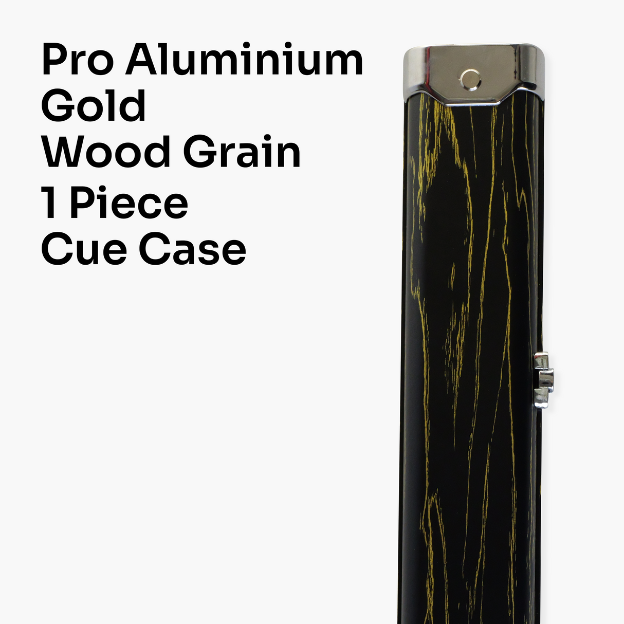 Pro Aluminium One Piece Wood Grain Cue Case Metal Ends - Holds 2 Cues