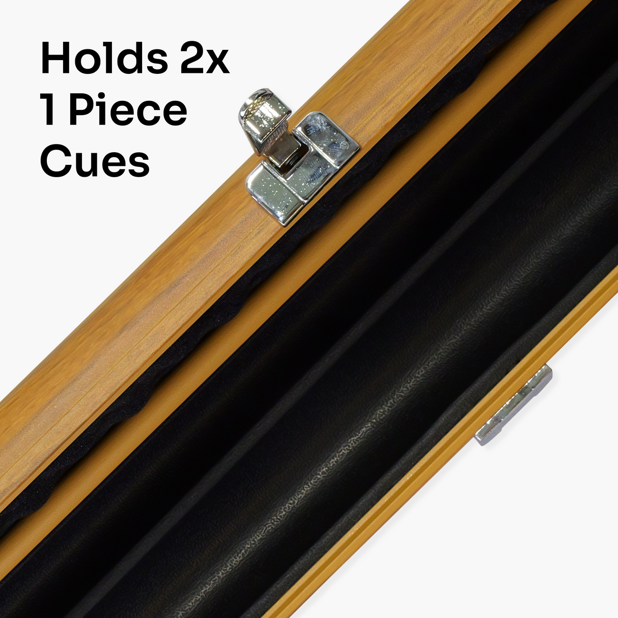 Pro Aluminium One Piece Wood Grain Cue Case Metal Ends - Holds 2 Cues