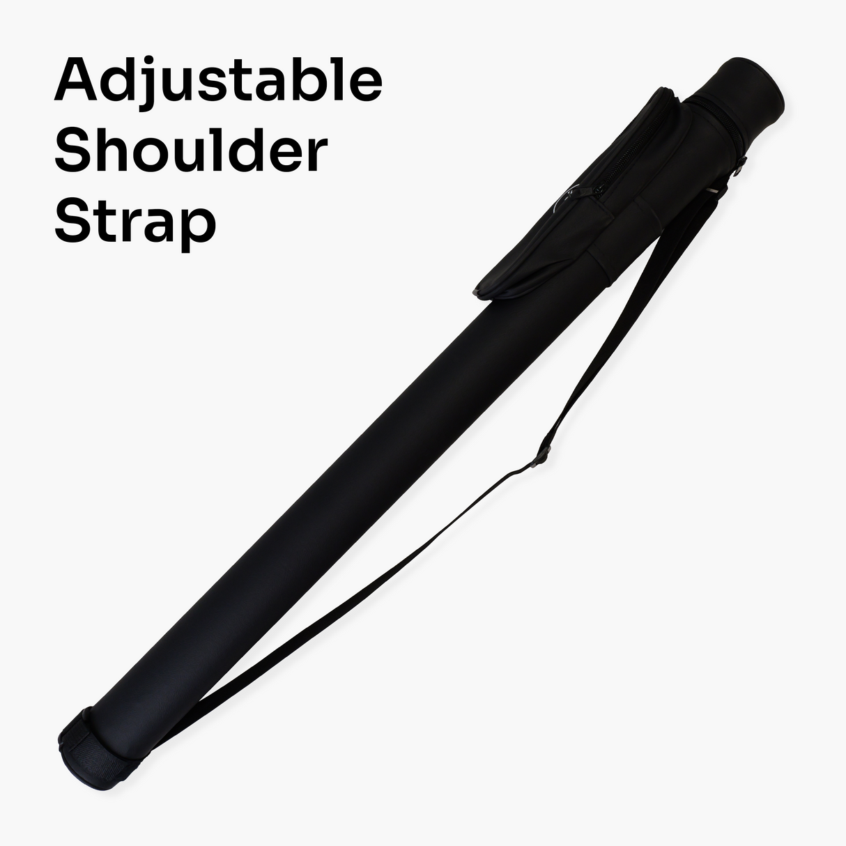 Jonny 8 Ball Black Tubular Cue Case + Shoulder Strap - Holds 2pc Snooker or Pool Cue