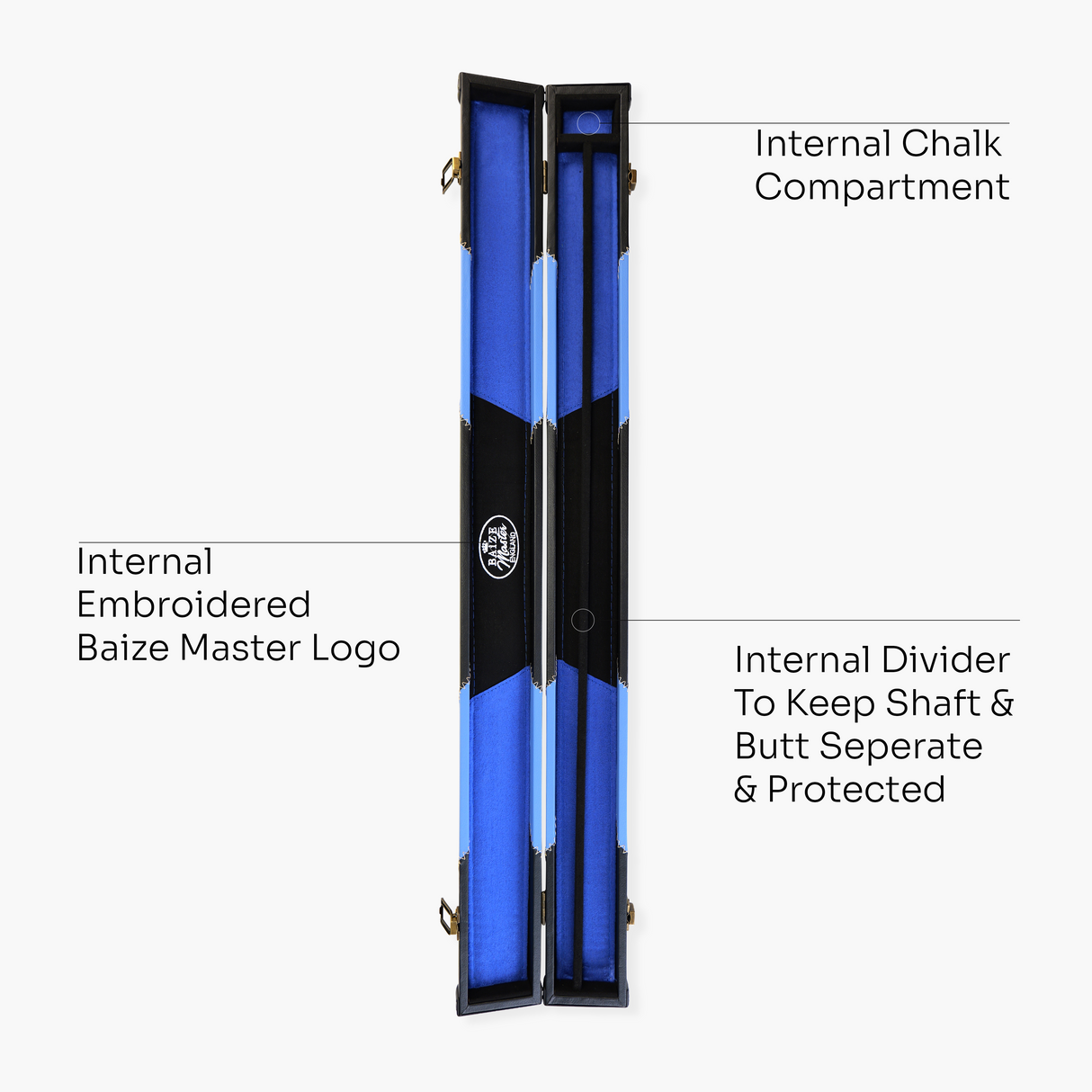 Baize Master Deluxe ARROW 2 Piece Snooker Pool Cue Case with Matching Colour Interior Baize Master