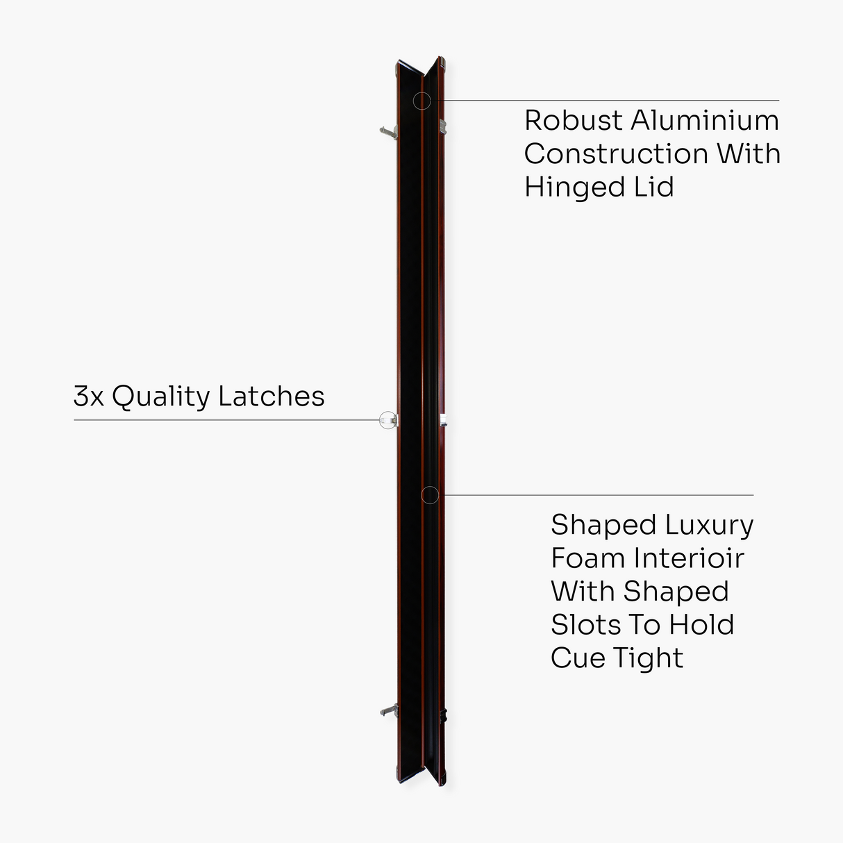 Pro Aluminium One Piece Wood Grain Cue Case Metal Ends - Holds 2 Cues