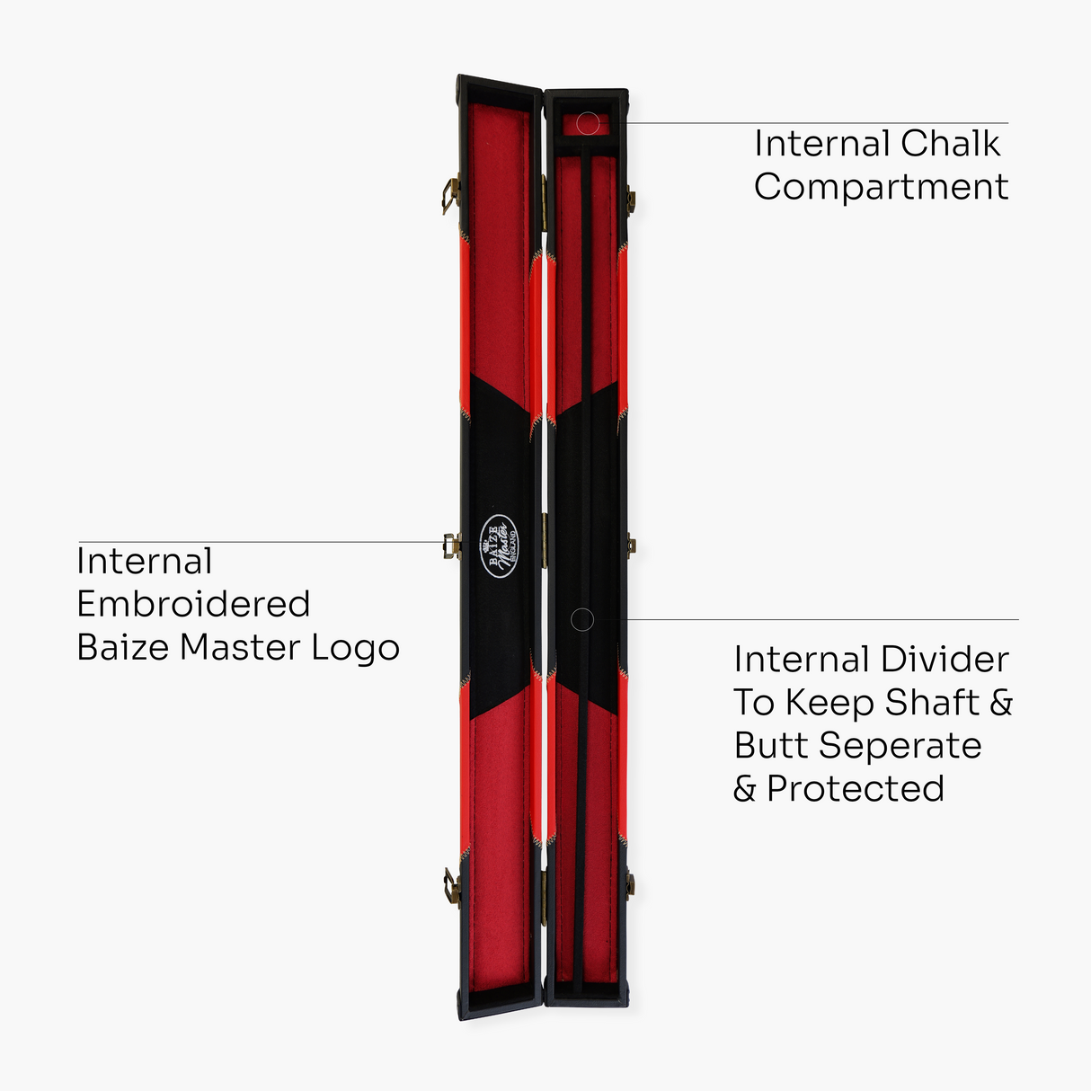 Baize Master Deluxe ARROW 2 Piece Snooker Pool Cue Case with Matching Colour Interior Baize Master