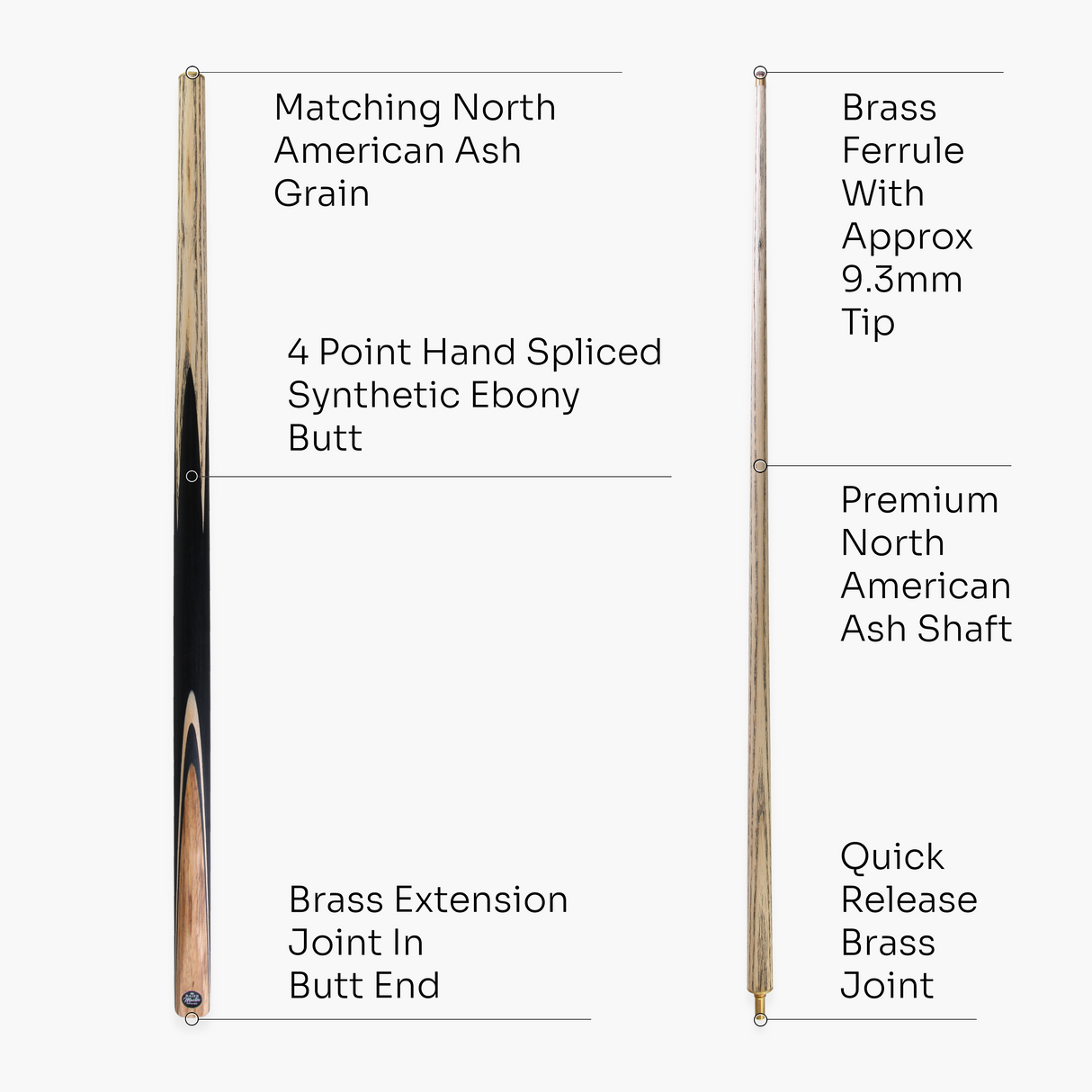 Baize Master Challenger 57 Inch 2 Piece Centre Joint Snooker Pool Cue 9.3mm Pro Leather Tip