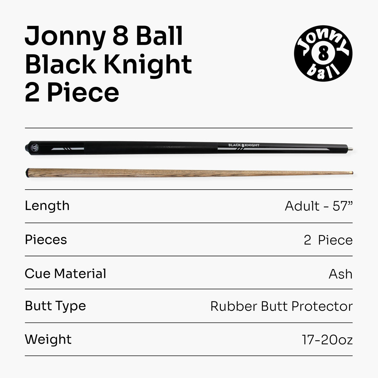 Jonny 8 Ball 57 Inch 2 Piece RISS Pool Cue 8.5mm Elk Master Tip - Interchangeable Shaft Jonny 8 Ball