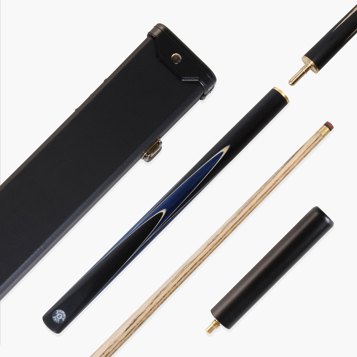 Jonny 8 Ball Sniper 3/4 Pool Cue and Case Set 8mm Tip with Black Hard Case + Mini Butt