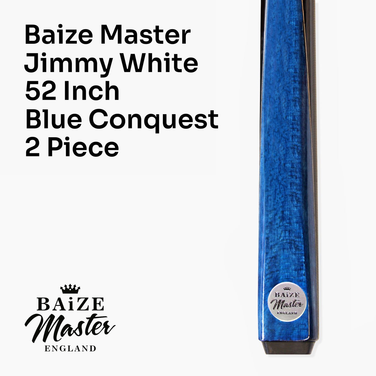 Baize Master JIMMY WHITE Signature CONQUEST 52 Inch 2 Piece Kids Snooker Pool Cue 9.5mm Tip