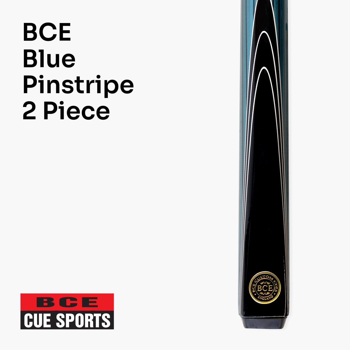 Stylish BCE BLUE PINSTRIPE 2 Piece Ash Snooker Pool Cue - 9.5mm Tip
